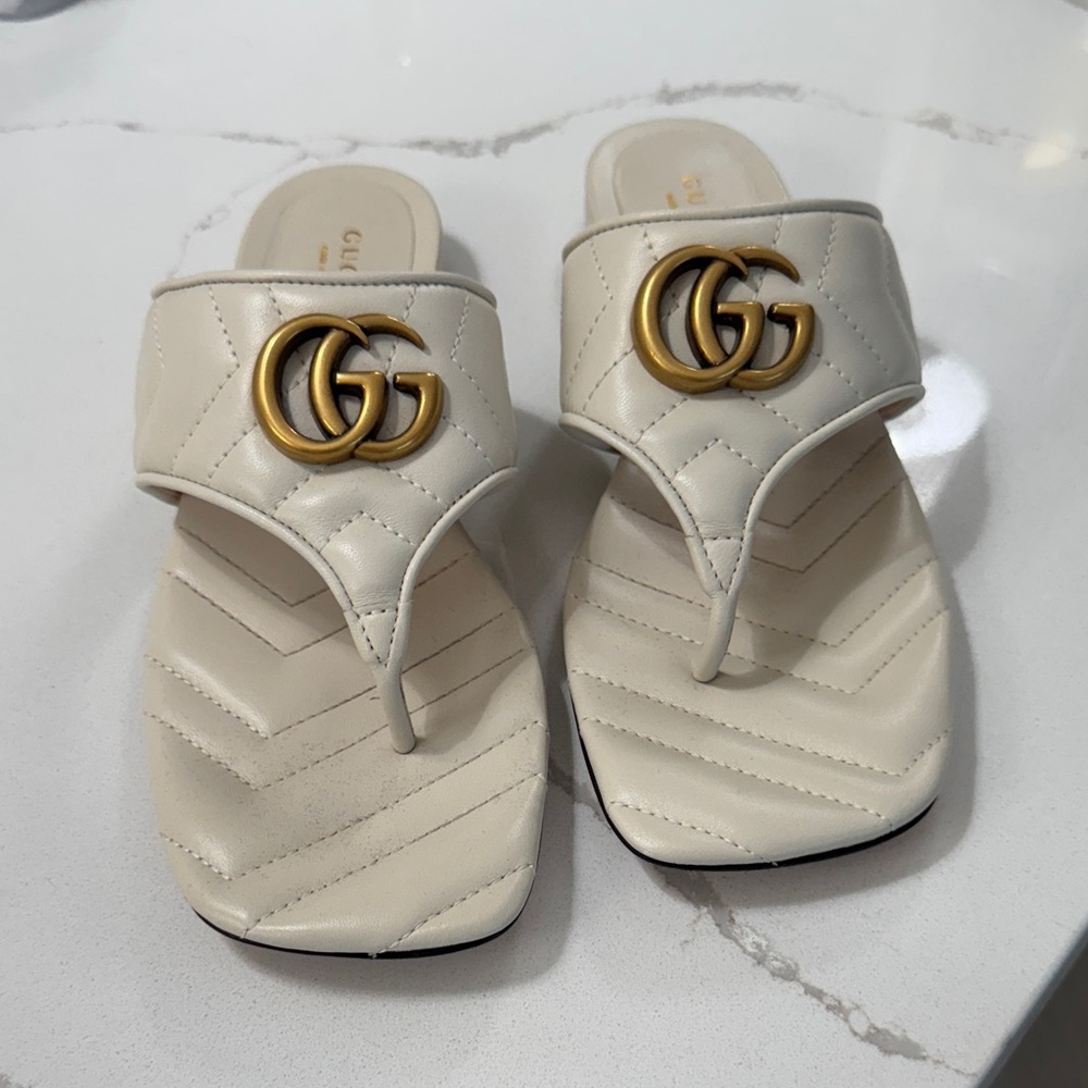 Gucci Women's Gold and Cream Sandals